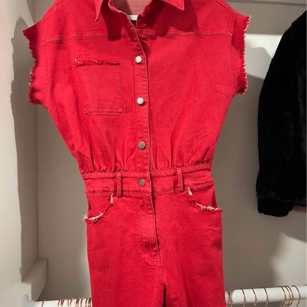 Vibrant Red Sleeveless Jumpsuit